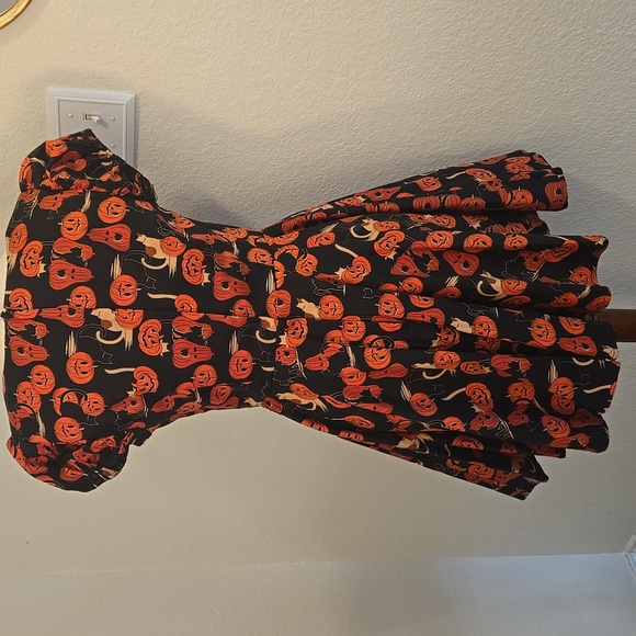 Halloween Pumpkin Cat Print Dress, Collectif, 10UK, NWOT - Picture 12 of 14